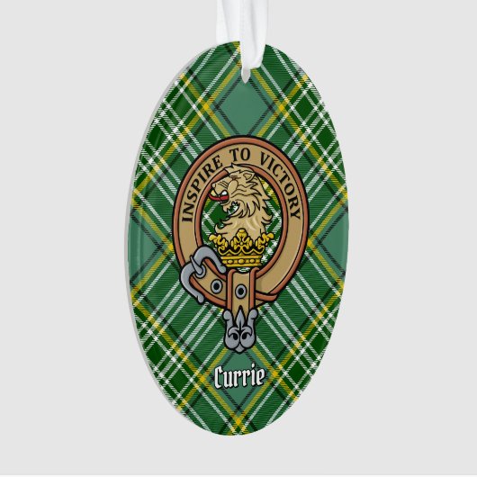 Clan Currie Lion Crest over Tartan Ornament (voorkant)
