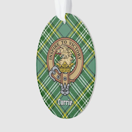 Clan Currie Lion Crest over Tartan Ornament (voorkant)