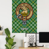 Clan Currie Lion Crest over Tartan Poster (Thuiskantoor)