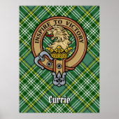 Clan Currie Lion Crest over Tartan Poster (Voorkant)