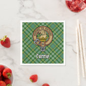 Clan Currie Lion Crest over Tartan Servet (Insitu)