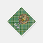 Clan Currie Lion Crest over Tartan Servet (Hoek)
