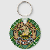 Clan Currie Lion Crest over Tartan Sleutelhanger (Voorkant)