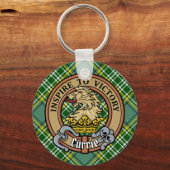 Clan Currie Lion Crest over Tartan Sleutelhanger (Voorkant)
