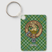 Clan Currie Lion Crest over Tartan Sleutelhanger (Voorkant)