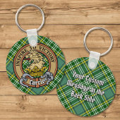Clan Currie Lion Crest over Tartan Sleutelhanger
