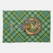Clan Currie Lion Crest over Tartan Theedoek (Horizontaal)