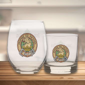 Clan Currie Lion Crest over Tartan Whisky Glas