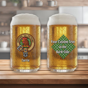 Clan Currie Rooster Crest over Tartan Blikvorm Glas