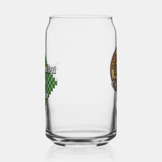 Clan Currie Rooster Crest over Tartan Blikvorm Glas (Rechts)