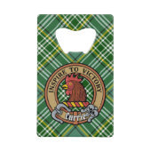 Clan Currie Rooster Crest over Tartan Creditkaart Flessenopener (Voorkant)