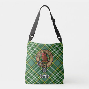 Clan Currie Rooster Crest over Tartan Crossbody Tas