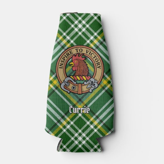 Clan Currie Rooster Crest over Tartan Flesjeskoeler (Voorkant)