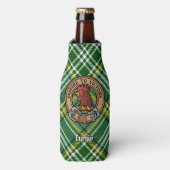 Clan Currie Rooster Crest over Tartan Flesjeskoeler (Fles Voorkant)