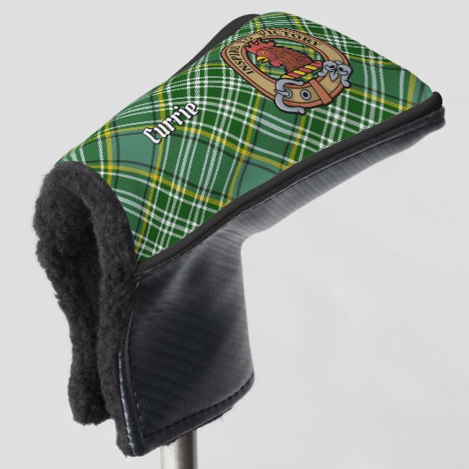 Clan Currie Rooster Crest over Tartan Golf Head Co Golfheadcover (3/4 voorkant)