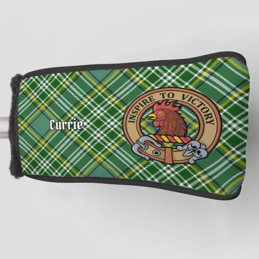 Clan Currie Rooster Crest over Tartan Golf Head Co Golfheadcover (Voorkant)