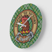 Clan Currie Rooster Crest over Tartan Grote Klok (Hoek)