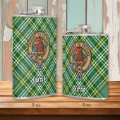 Clan Currie Rooster Crest over Tartan Heupfles