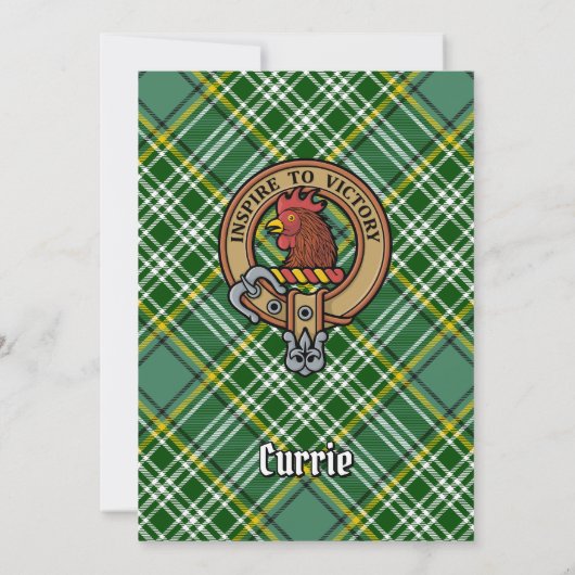 Clan Currie Rooster Crest over Tartan Kaart (Achterkant)