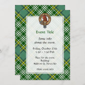 Clan Currie Rooster Crest over Tartan Kaart (Voorkant / Achterkant)