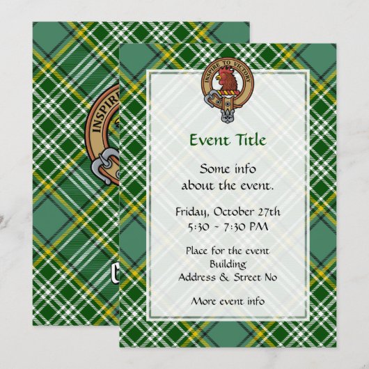 Clan Currie Rooster Crest over Tartan Kaart (Voorkant / Achterkant)