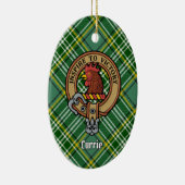 Clan Currie Rooster Crest over Tartan Keramisch Ornament (Rechts)