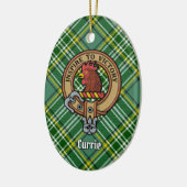 Clan Currie Rooster Crest over Tartan Keramisch Ornament (Links)