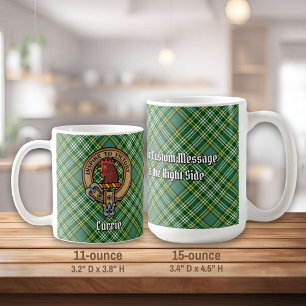 Clan Currie Rooster Crest over Tartan Koffiemok