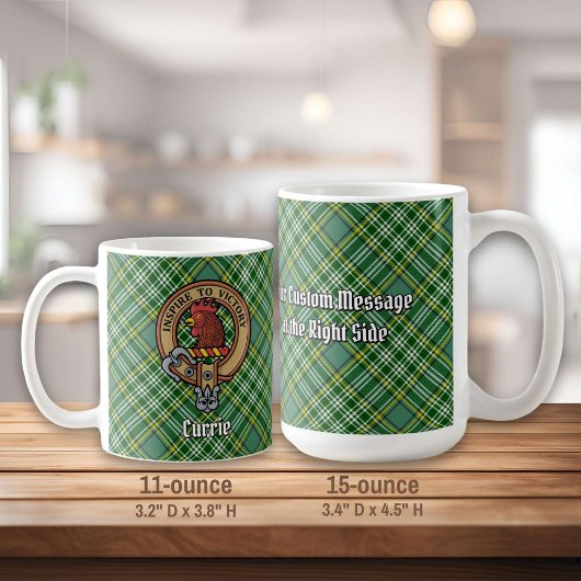 Clan Currie Rooster Crest over Tartan Koffiemok