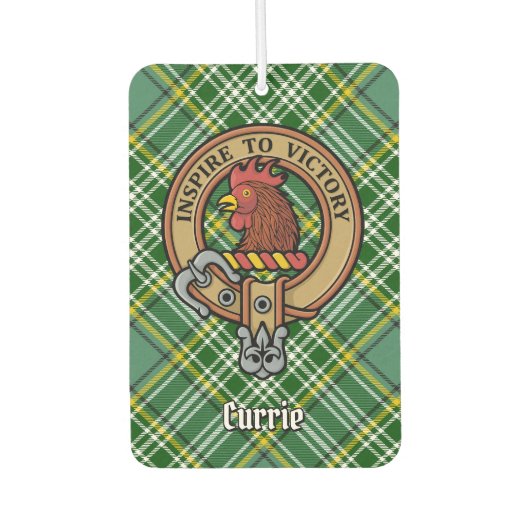 Clan Currie Rooster Crest over Tartan Luchtverfrisser (Voorkant)