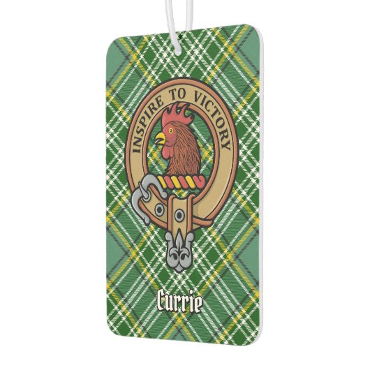 Clan Currie Rooster Crest over Tartan Luchtverfrisser (Links)