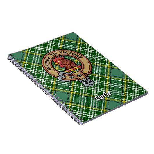 Clan Currie Rooster Crest over Tartan Notitieboek (Rechterzijde)