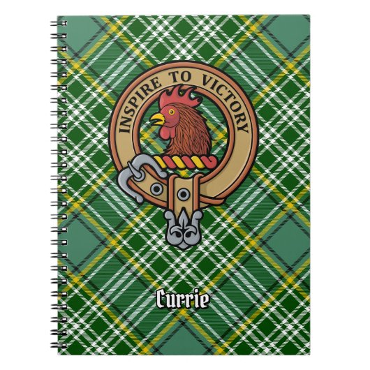 Clan Currie Rooster Crest over Tartan Notitieboek (Voorkant)