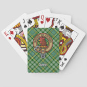 Clan Currie Rooster Crest over Tartan Pokerkaarten (Achterkant)