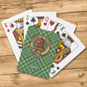 Clan Currie Rooster Crest over Tartan Pokerkaarten