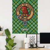 Clan Currie Rooster Crest over Tartan Poster (Thuiskantoor)