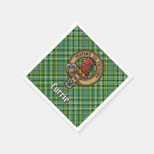 Clan Currie Rooster Crest over Tartan Servet (Hoek)
