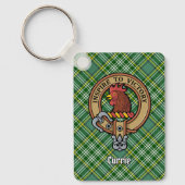 Clan Currie Rooster Crest over Tartan Sleutelhanger (Voorkant)