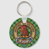 Clan Currie Rooster Crest over Tartan Sleutelhanger (Voorkant)