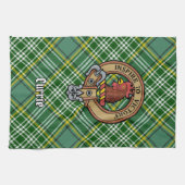 Clan Currie Rooster Crest over Tartan Theedoek (Horizontaal)