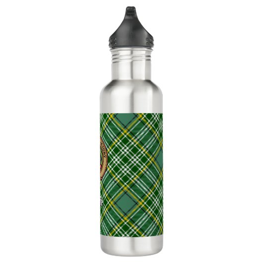 Clan Currie Rooster Crest over Tartan Waterfles (Rechts)