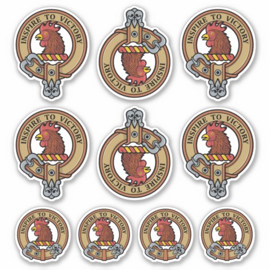 Clan Currie Rooster Crest Sticker Set (Voorkant)