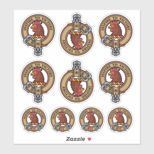 Clan Currie Rooster Crest Sticker Set (Vel)