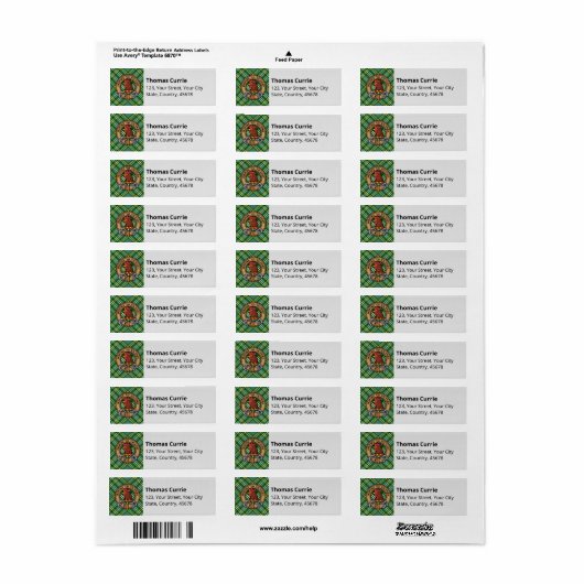 Clan Currie Tartan Etiket (Full Sheet)