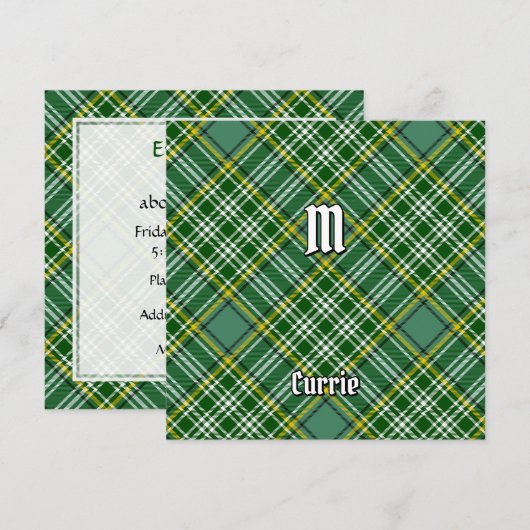 Clan Currie Tartan Uitnodiging (Voorkant / Achterkant)