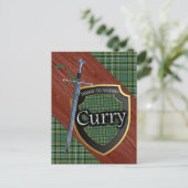 Clan Curry Currie Tartan Sword & Shield Briefkaart (Staand voorkant)