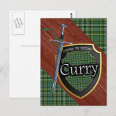 Clan Curry Currie Tartan Sword & Shield Briefkaart (Voorkant / Achterkant)