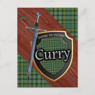 Clan Curry Currie Tartan Sword & Shield Briefkaart