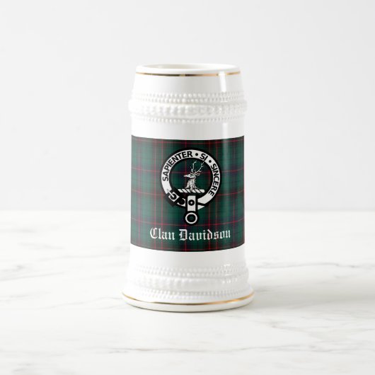Clan Davidson Crest Badge en Tartan Bierpul (Center)