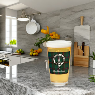 Clan Davidson Crest Badge en Tartan  Glas